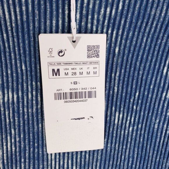 ZARA Women’s 2-Piece Ribbed Tie Dye Velvet Set Blue Crop Top & Maxi Skirt M - Picture 3 of 12